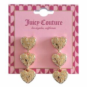 Juicy Couture Gold-tone Three Heart Drop Earrings